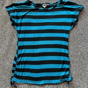 Blue and Black Striped Top